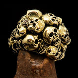 Men's Brass Costume Biker Ring 13 Skulls Graveyard Party - BikeRing4u