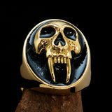 Excellent crafted oval Men's Black Vampire Skull Ring - solid Brass - BikeRing4u