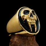 Excellent crafted oval Men's Black Vampire Skull Ring - solid Brass - BikeRing4u