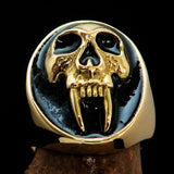 Excellent crafted oval Men's Black Vampire Skull Ring - solid Brass - BikeRing4u