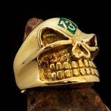 Excellent Crafted Men's green Number 13 Gnome Skull Ring - solid Brass - BikeRing4u