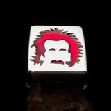 Excellent crafted Men's red Man with Beard Ring - Sterling Silver - BikeRing4u