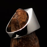 Excellent crafted Men's red Man with Beard Ring - Sterling Silver - BikeRing4u