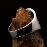 Excellent crafted Men's red Fleur de Lis Seal Ring - Sterling Silver - BikeRing4u