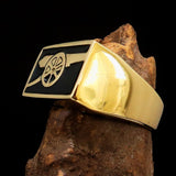 Perfectly crafted Men's Naval Cannon Ring Black - Solid Brass - BikeRing4u