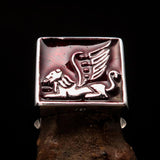 Perfectly crafted Men's Ring winged red Lion of Venice - Sterling Silver - BikeRing4u