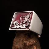 Perfectly crafted Men's Ring winged red Lion of Venice - Sterling Silver - BikeRing4u