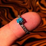 Sterling Silver Solitaire Band Ring with oval Cut Blue Zircon and 10 CZ - Size 5.5 - BikeRing4u