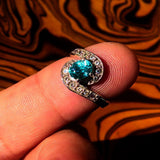 Sterling Silver Solitaire Band Ring with oval Cut Blue Zircon and 14 CZ - Size 5 - BikeRing4u