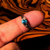 Sterling Silver Solitaire Band Ring with oval Cut Blue Zircon and 2 CZ - Size 5.75 - BikeRing4u