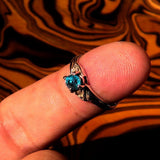 Sterling Silver Solitaire Band Ring with oval Cut Blue Zircon and 2 CZ - Size 5.75 - BikeRing4u