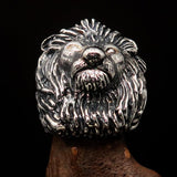 Huge Excellent crafted Men's Male Lion Ring - antiqued Sterling Silver - BikeRing4u