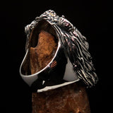 Huge Excellent crafted Men's Male Lion Ring - antiqued Sterling Silver - BikeRing4u
