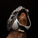Huge Excellent crafted Men's Male Lion Ring - antiqued Sterling Silver - BikeRing4u