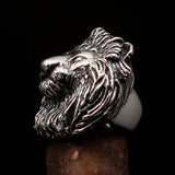 Huge Excellent crafted Men's Male Lion Ring - antiqued Sterling Silver - BikeRing4u