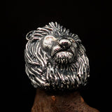 Huge Excellent crafted Men's Male Lion Ring - antiqued Sterling Silver - BikeRing4u