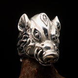Excellent crafted Animal Ring Boar Wild Pig - antiqued Sterling Silver - BikeRing4u