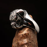 Perfectly crafted Men's Boxer Dog Ring - antiqued Sterling Silver - BikeRing4u