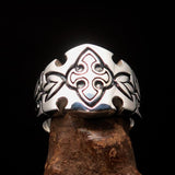 Excellent Crafted Men's Sterling Silver Fleur de Lis Lily Ring - BikeRing4u