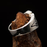 Excellent Crafted Men's Sterling Silver Fleur de Lis Lily Ring - BikeRing4u