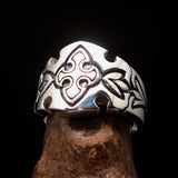 Excellent Crafted Men's Sterling Silver Fleur de Lis Lily Ring - BikeRing4u