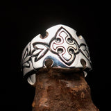 Excellent Crafted Men's Sterling Silver Fleur de Lis Lily Ring - BikeRing4u
