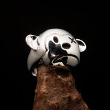 Excellent crafted Men's Sterling Silver Teddy Bear Ring - BikeRing4u
