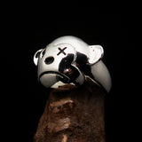 Excellent crafted Men's Sterling Silver Teddy Bear Ring - BikeRing4u