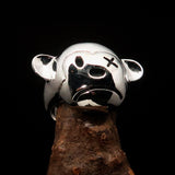 Excellent crafted Men's Sterling Silver Teddy Bear Ring - BikeRing4u