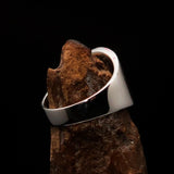 Excellent crafted Men's red Yin Yang Ring - Sterling Silver - BikeRing4u