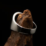 Excellent crafted Men's red Yin Yang Ring - Sterling Silver - BikeRing4u