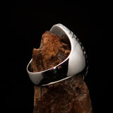 Ancient Men's Christian Monogram Cross Ring red Chi Rho XP - Sterling Silver - BikeRing4u