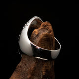 Ancient Men's Christian Monogram Cross Ring red Chi Rho XP - Sterling Silver - BikeRing4u