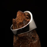 Excellent crafted Men's red Greek Letter PI Ring - Sterling Silver - BikeRing4u