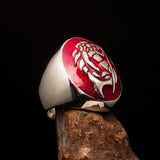 Excellent crafted Men's Aquarius Ring red Zodiac - Sterling Silver - BikeRing4u