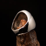 Excellent crafted Men's Aquarius Ring red Zodiac - Sterling Silver - BikeRing4u