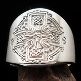 Excellent crafted mirror polished Men's ancient Celtic Runes Cross Ring - Sterling Silver - BikeRing4u