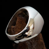 Excellent crafted Men's Socialist Ring Hammer Sickle Blue - Sterling Silver - BikeRing4u