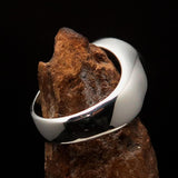 Nicely crafted domed Men's Number Ring red 8 Eight- Sterling Silver - BikeRing4u