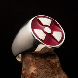 Perfectly crafted Men's Gamer Ring Radioactive Symbol Red - Sterling Silver - BikeRing4u
