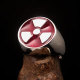 Perfectly crafted Men's Gamer Ring Radioactive Symbol Red - Sterling Silver - BikeRing4u
