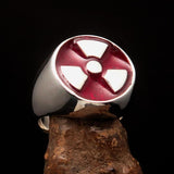 Perfectly crafted Men's Gamer Ring Radioactive Symbol Red - Sterling Silver - BikeRing4u