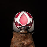 Excellent crafted ancient Men's red Assassin Ring - Sterling Silver - BikeRing4u
