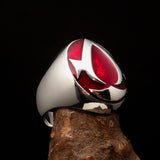 Excellent crafted ancient Men's red Assassin Ring - Sterling Silver - BikeRing4u