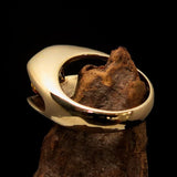 Smoothly crafted Men's Brass Solitaire Ring Yellow Cubic Zirconia CZ - BikeRing4u