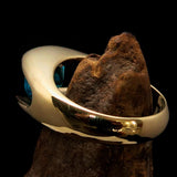 Smoothly crafted Men's Brass Solitaire Ring Blue Cubic Zirconia CZ - BikeRing4u