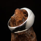Nicely crafted domed Men's Heptagram Ring red Heptagon - Sterling Silver - BikeRing4u