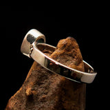 Sterling Silver Solitaire Band Ring with oval Cut Blue Zircon and 6 CZ - Size 4.75 - BikeRing4u