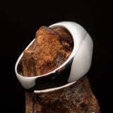 Perfectly crafted Men's Solid Line Pentagram Ring red - Sterling Silver - BikeRing4u