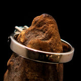 Sterling Silver Solitaire Band Ring with round Cut Blue Zircon and 8 CZ - Size 6 - BikeRing4u